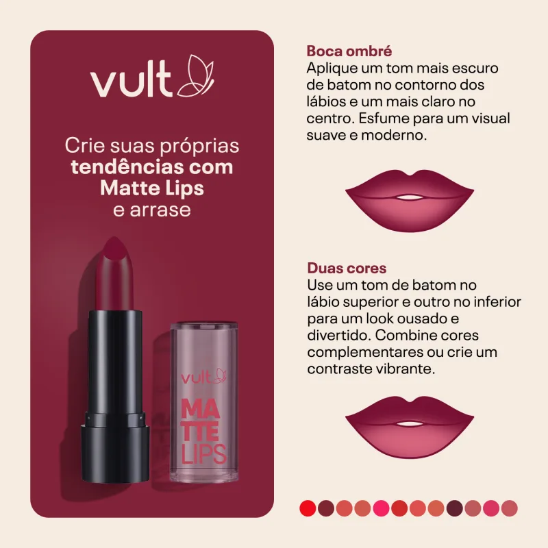 BATOM VULT MATTE LIPS ROSA PAIXÃO 3,8G