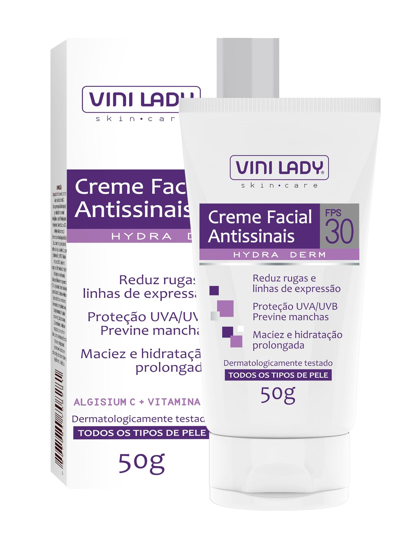 CREME FACIAL VINILADY ANTISSINAIS HYDRA DERM FPS 30 50G