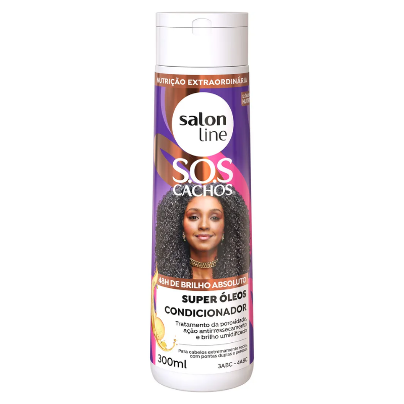 CONDICIONADOR SALON LINE S.O.S CACHOS SUPER ÓLEOS 300ML
