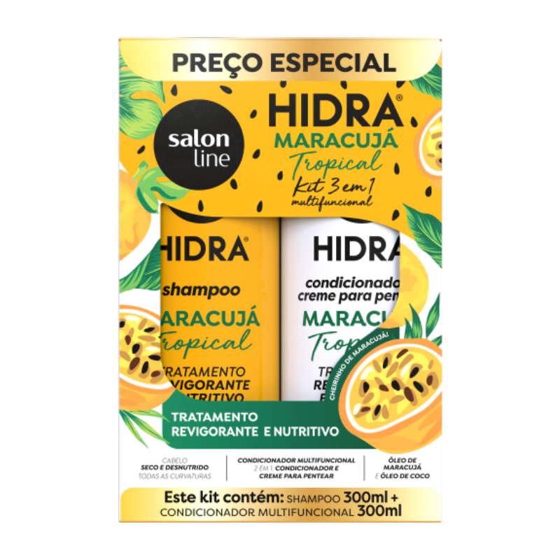 KIT SALON LINE HIDRA SHAMPOO 300ML+CONDICIONADOR MULTIFUNCIONAL 300ML MARACUJÁ TROPICAL