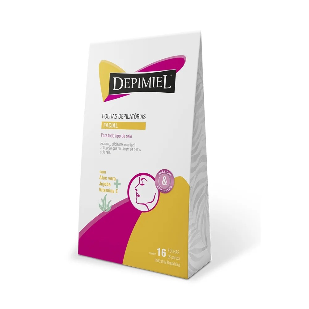 FOLHAS DEPILATÓRIAS DEPIMIEL FACIAL PARA TODO TIPO DE PELE 16 UNIDADES