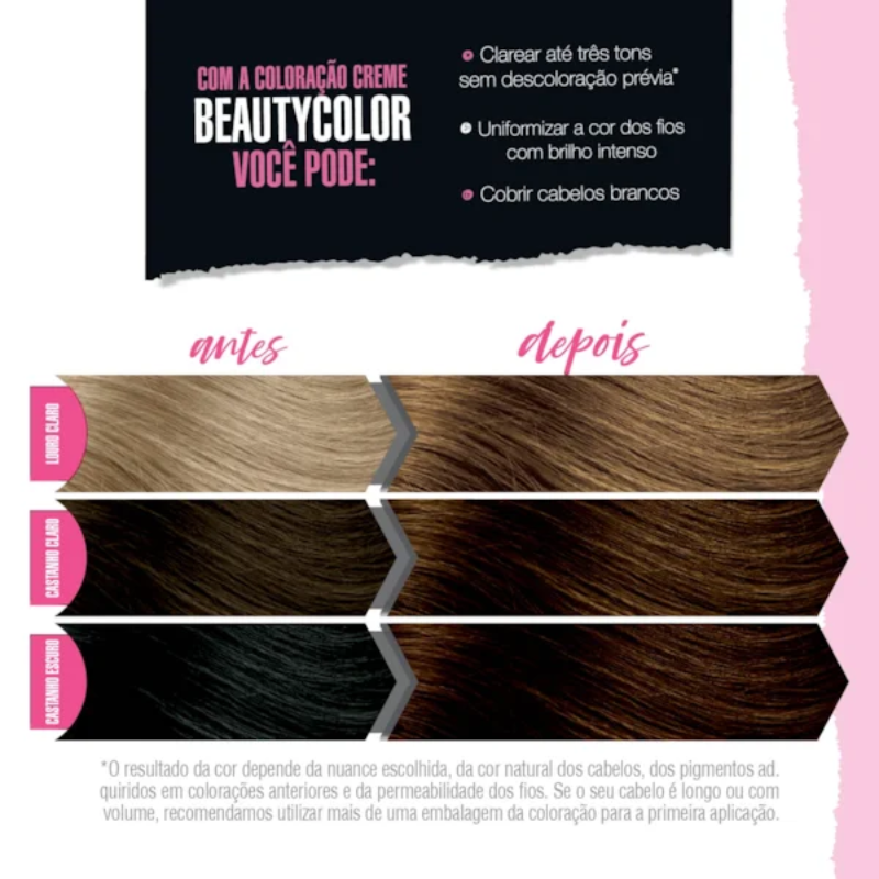 KIT TINTA CAPILAR BEAUTYCOLOR 7.3 LOURO NATURAL DOURADO