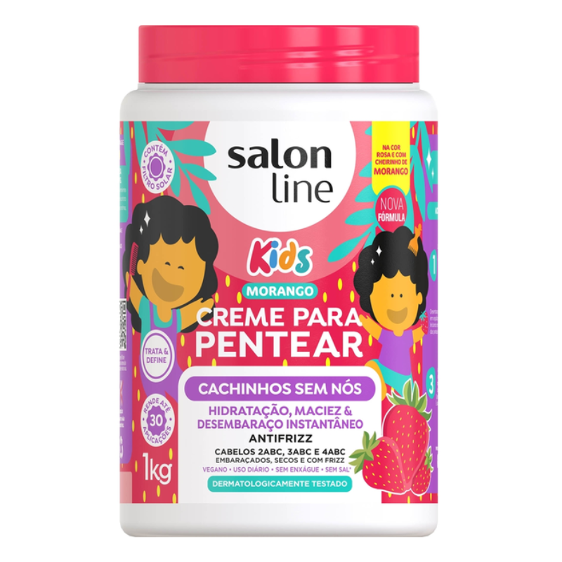 CREME PARA PENTEAR SALON LINE CACHINHOS SEM NÓS MORANGO 1KG