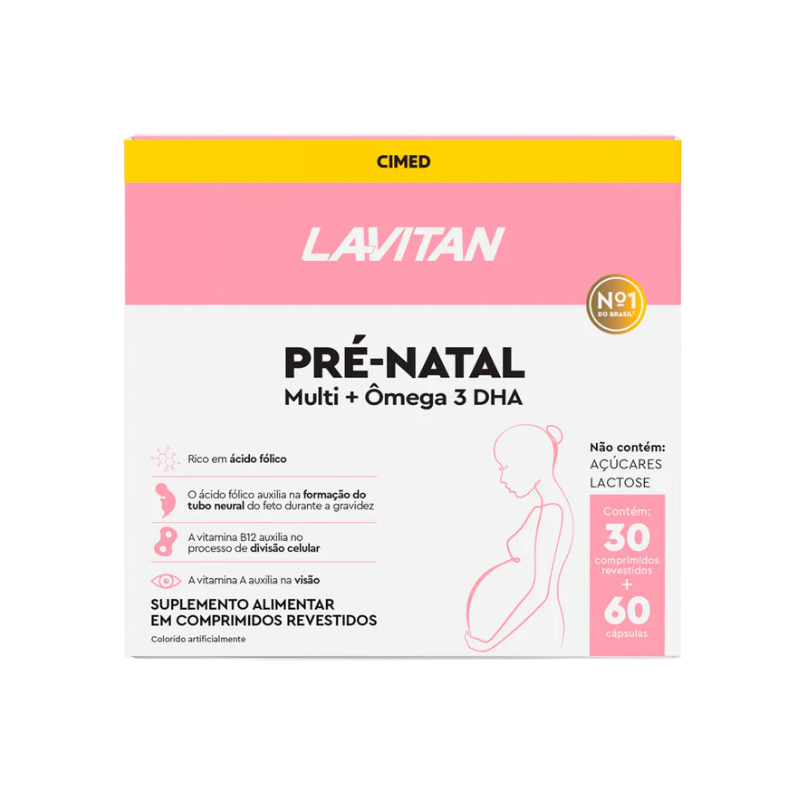 KIT PRÉ-NATAL MULTIVITAMÍNICO + ÔMEGA 3 LAVITAN 60 CAPSULAS