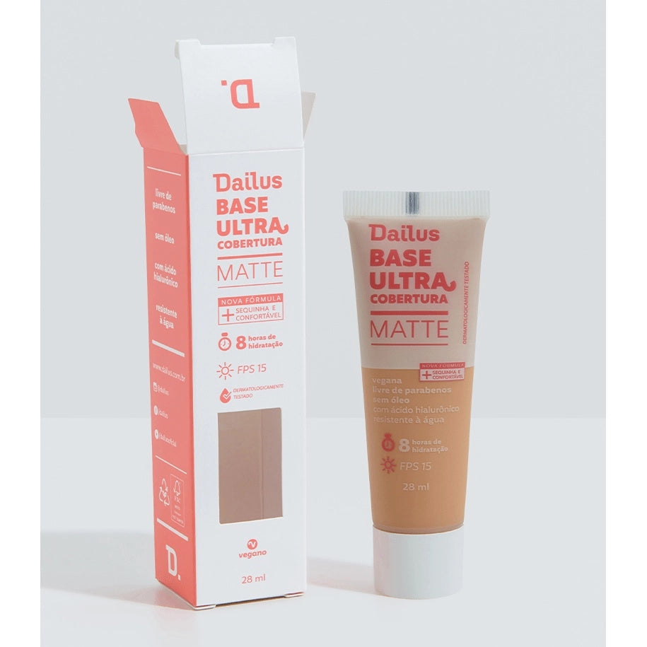 BASE LÍQUIDA DAILUS ULTRA COBERTURA MATTE FPS 15 D.6 MÉDIO 28ML