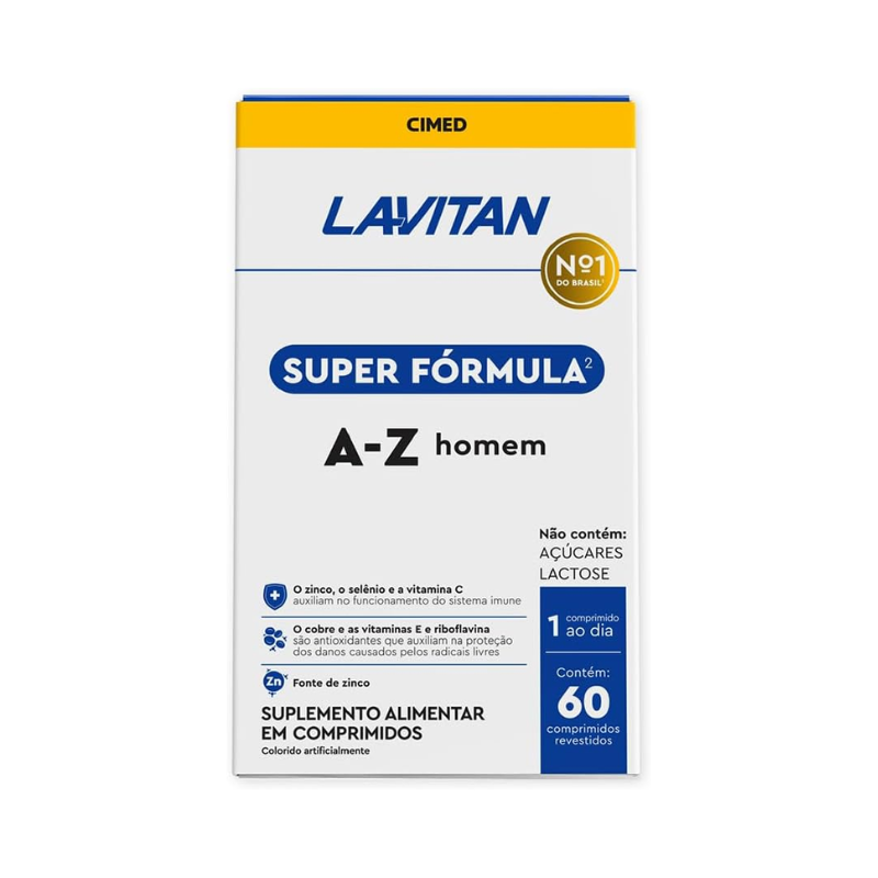 LAVITAN SUPER FÓRMULA MULTIVITAMÍNICO A-Z HOMEM 60 COMPRIMIDOS