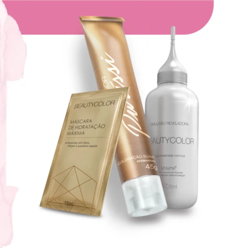 KIT TINTA CAPILAR BEAUTYCOLOR PURRISÍ SEM AMÔNIA 6.34 CHOCOLATE