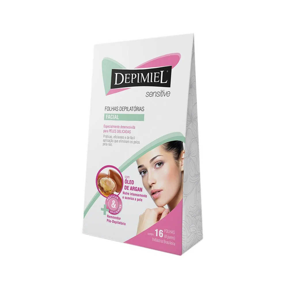 FOLHAS DEPILATÓRIAS DEPIMIEL SENSITIVE FACIAL PARA PELES DELICADAS 16 UNIDADES