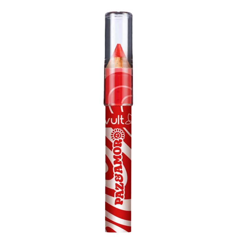 LÁPIS BATOM VULT PAZ&AMOR VERMELHO HIPPIE 1,2G