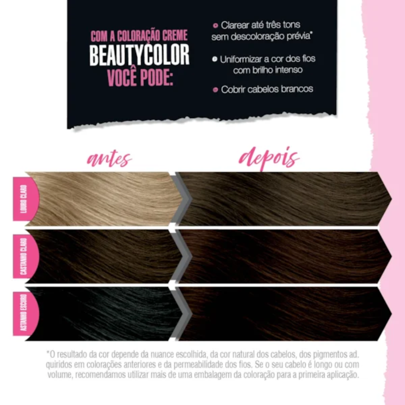 KIT TINTA CAPILAR BEAUTYCOLOR 6.34 CHOCOLATE