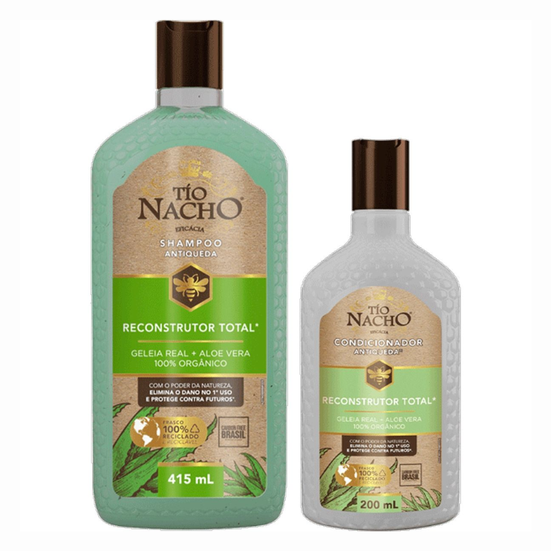 KIT TÍO NACHO SHAMPOO 415ML + CONDICIONADOR 200ML ANTIQUEDA RECONSTRUTOR TOTAL