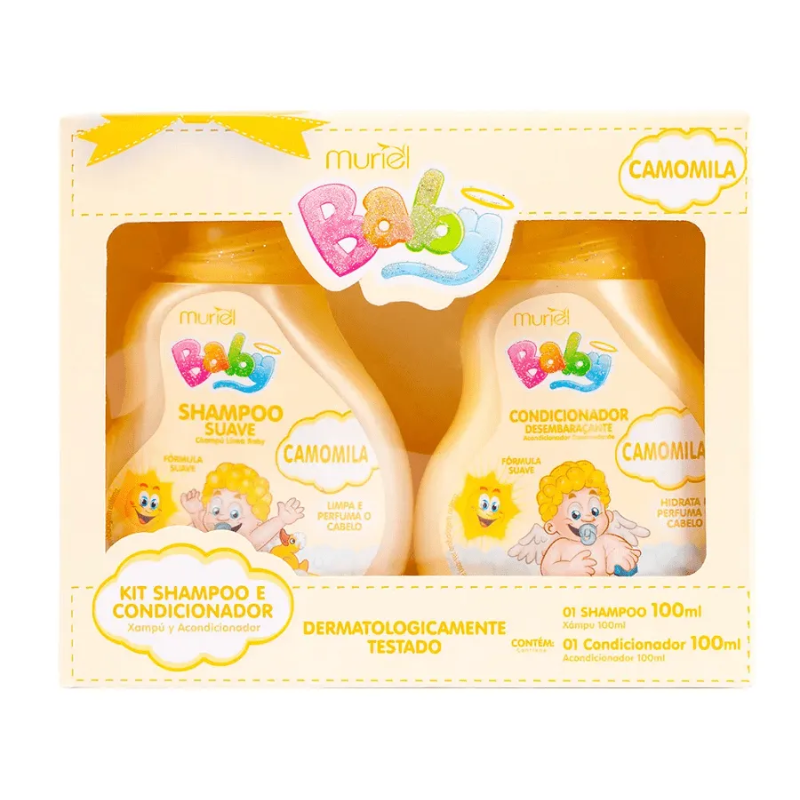 KIT MURIEL BABY SHAMPOO SUAVE 100ML + CONDICIONADOR DESEMBARAÇANTE 100ML CAMOMILA