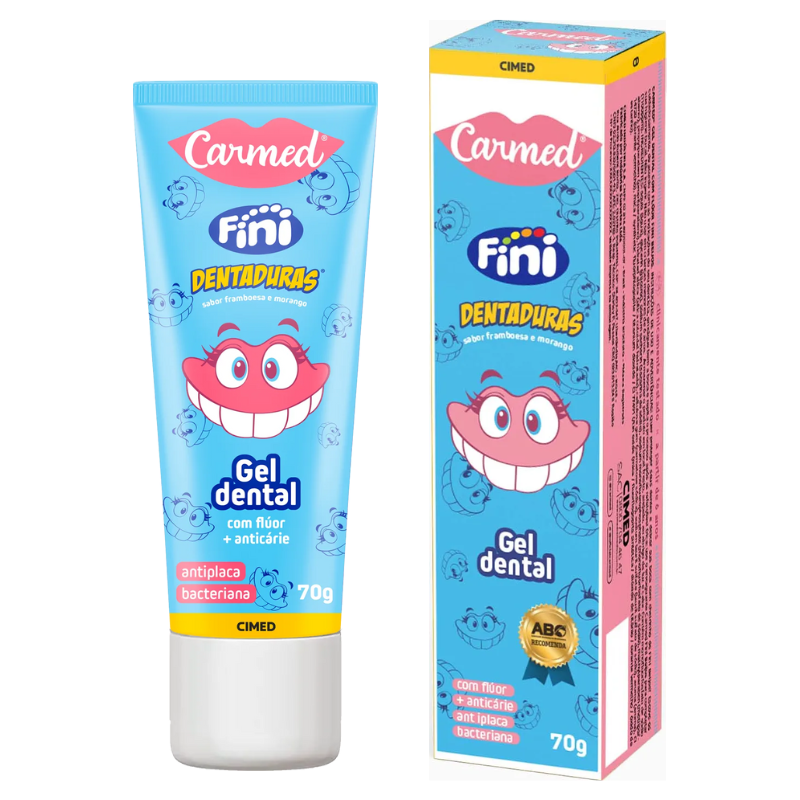 GEL DENTAL CARMED FINI DENTADURA SABOR FRAMBOESA E MORANGO 70G