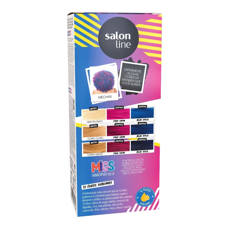 KIT TINTA CAPILAR SALON LINE COLOR EXPRESS PINK SHOW 100ML + BLUE ROCK 100ML