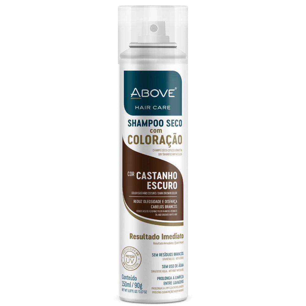 SHAMPO SECO ABOVE COM COLORAÇÃO CASTANHO ESCURO 150ML