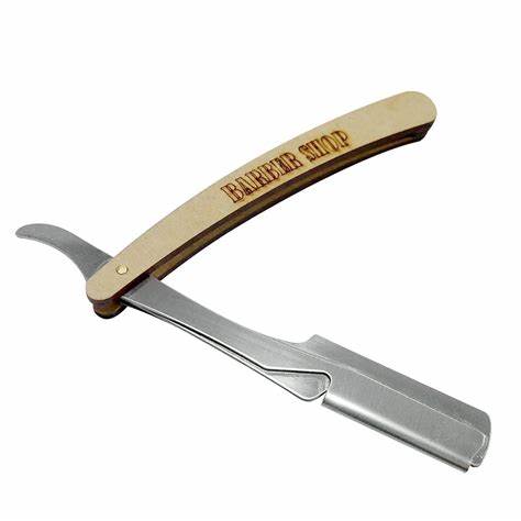 NAVALHETE SANTA CLARA BARBER INOX COM CABO DE MADEIRA