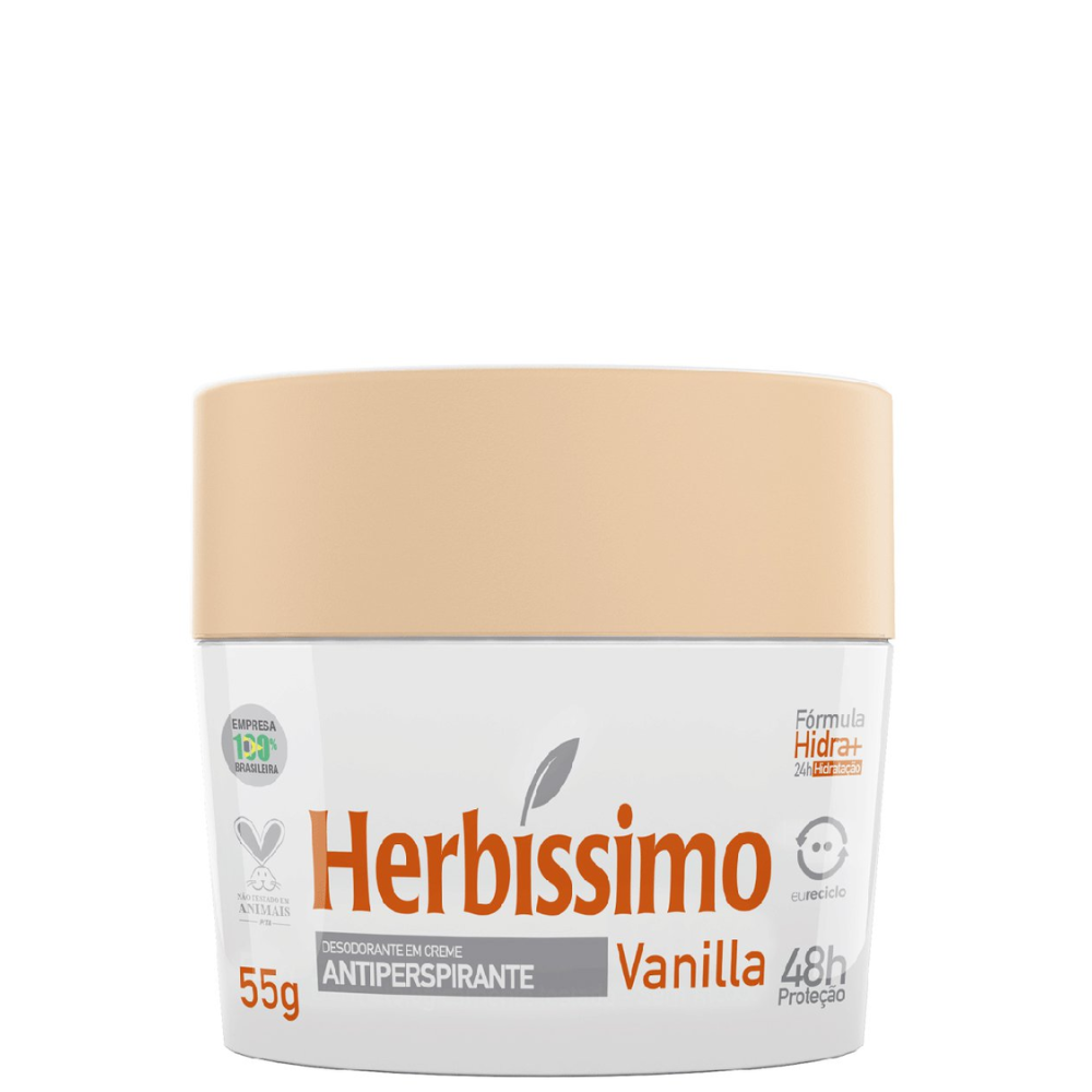 DESODORANTE HERBÍSSIMO CREME VANILLA ANTIPERPIRANTE 55G