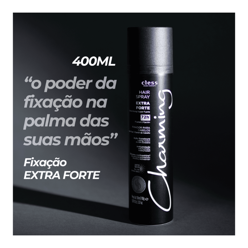 FIXADOR PARA CABELOS CLESS CHARMING EXTRA FORTE SEM PERFUME 400ML