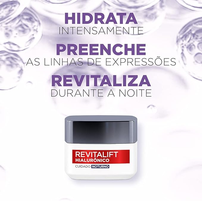 CREME FACIAL L'ORÉAL PARIS ANTI-IDADE REVITALIFT HIALURÔNICO NOTURNO 49G