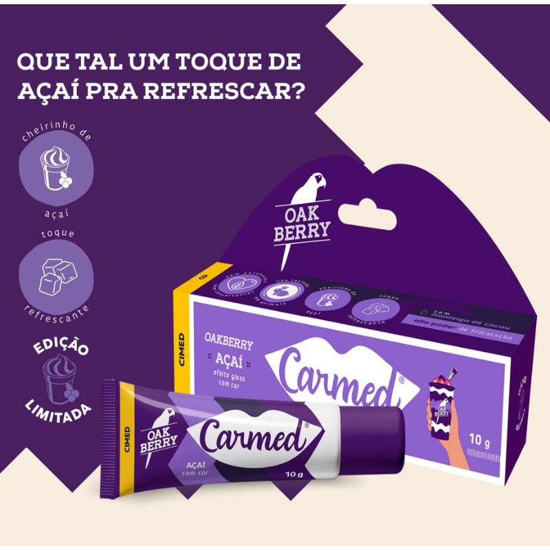 HIDRATANTE LABIAL CARMED OAKBERRY AÇAÍ COM COR 10G