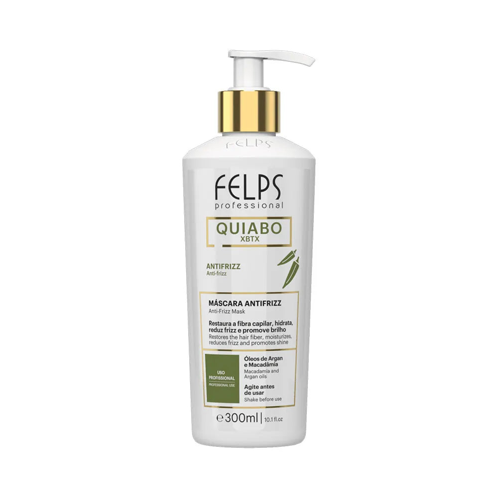 MÁSCARA ANTIFRIZZ CAPILAR FELPS QUIABO XBTX 300ML