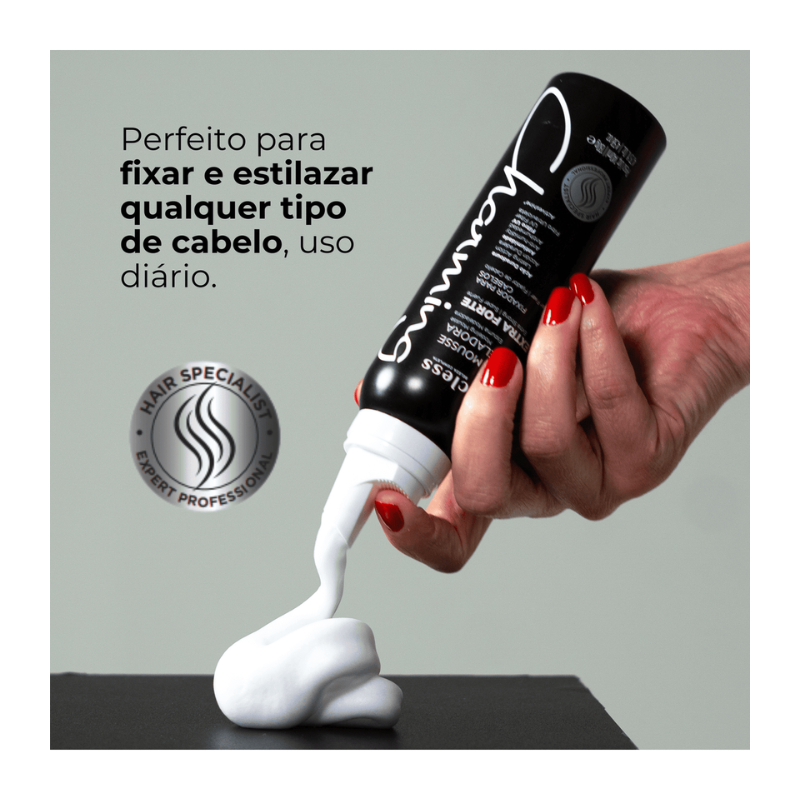 MOUSSE CAPILAR CLESS CHARMING MODELADOR BLACK EXTRA FORTE 140ML