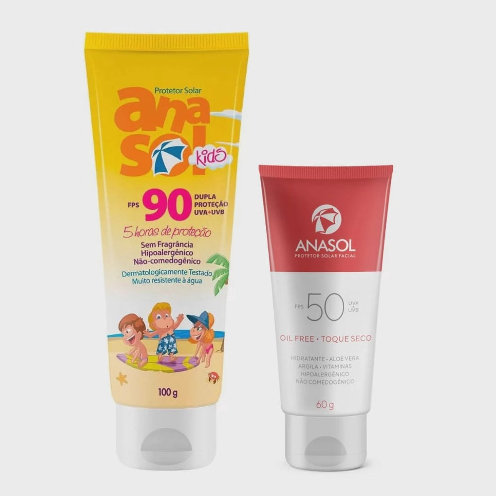 KIT ANASOL PROTETOR SOLAR KIDS FPS 90 100G + PROTETOR SOLAR FACIAL FPS 50 60G