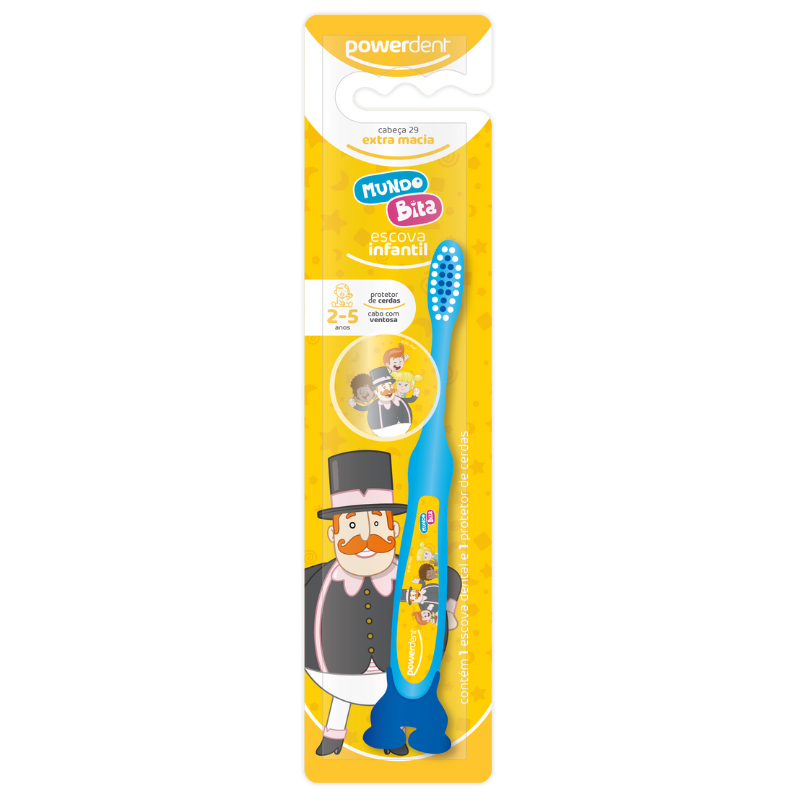 ESCOVA DENTAL POWERDENT MUNDO BITA INFANTIL