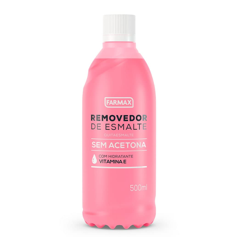 REMOVEDOR DE ESMALTE FARMAX SEM ACETONA COM HIDRATANTE VITAMINA E 500ML