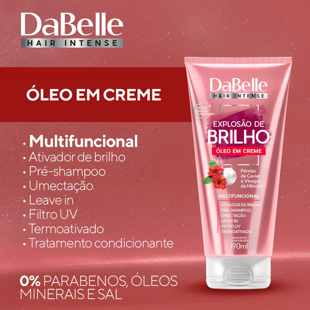 ÓLEO EM CREME CAPILAR DABELLE EXPLOSÃO DE BRILHO MULTIFUNCIONAL 190ML
