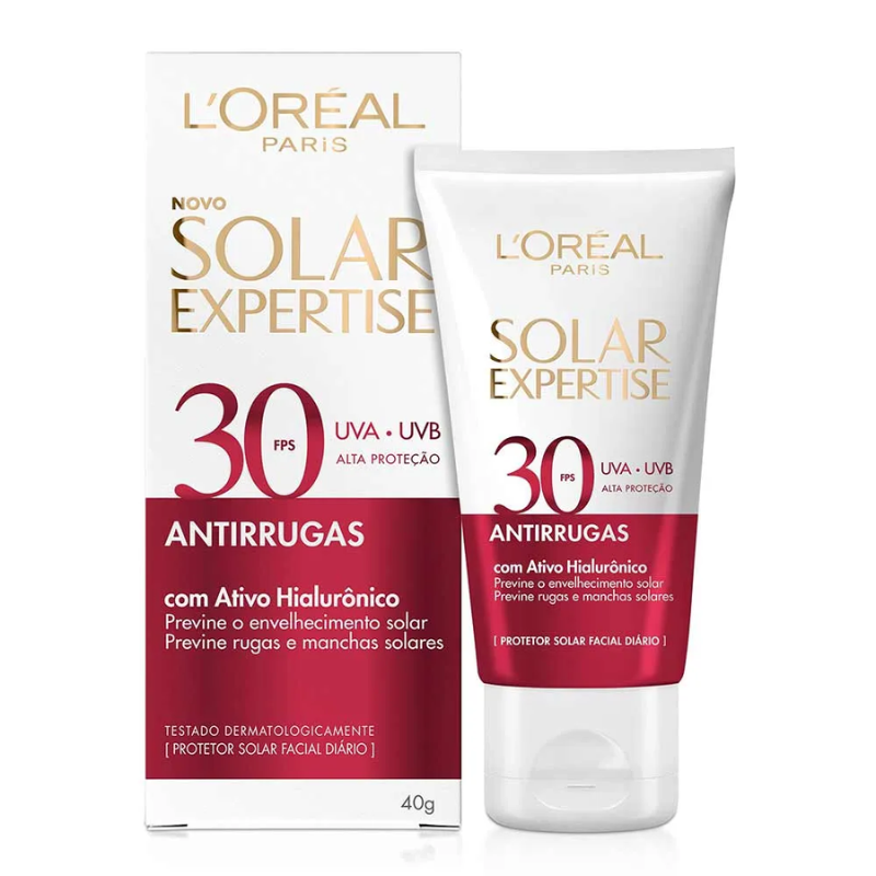 PROTETOR FACIAL SOLAR L'ORÉAL PARIS SOLAR EXPERTISE FPS 30 ANTIRRUGAS 40G