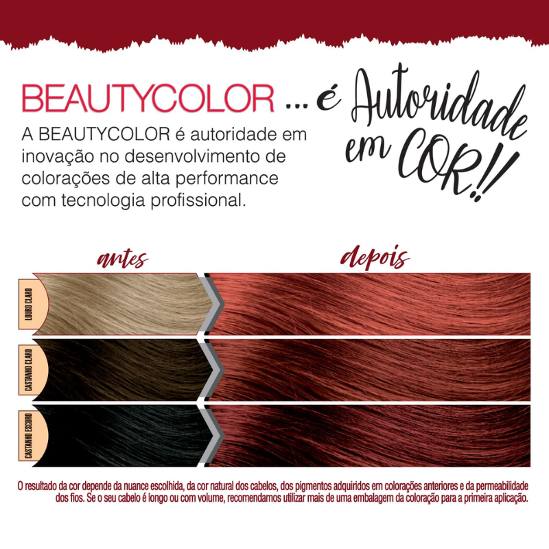 KIT TINTA CAPILAR BEAUTYCOLOR 77.44 PAIXÃO EM CARMIM