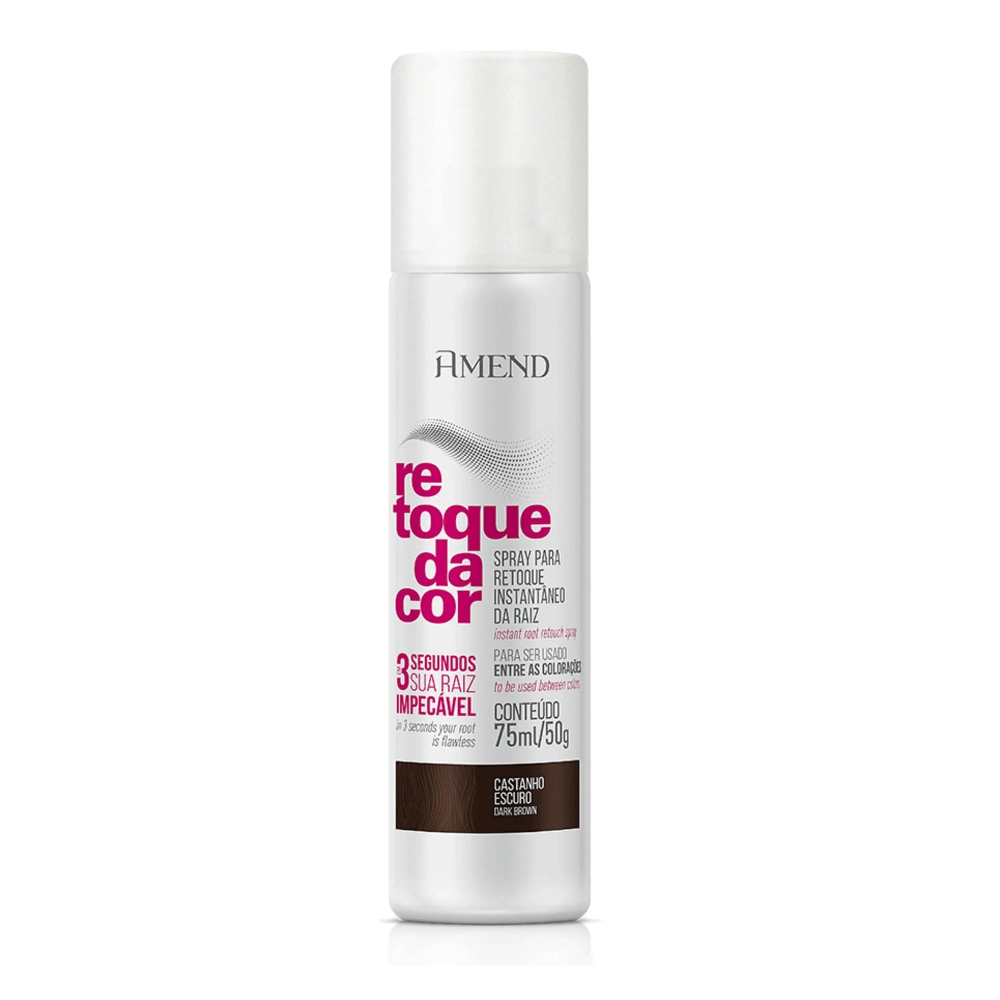 SPRAY TINTA CAPILAR AMEND RETOQUE DA COR CASTANHO ESCURO 75ML