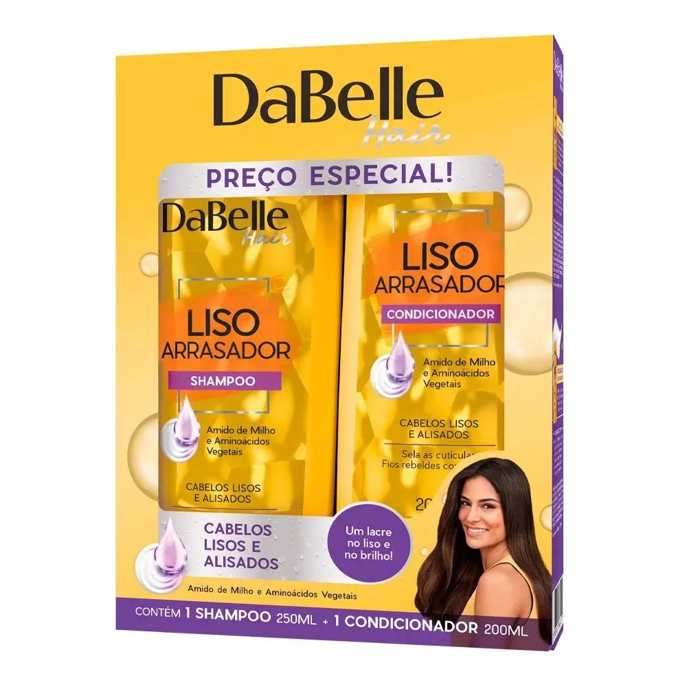 KIT DABELLE LISO ARRASADOR SHAMPOO 250ML+CONDICIONADOR 175ML