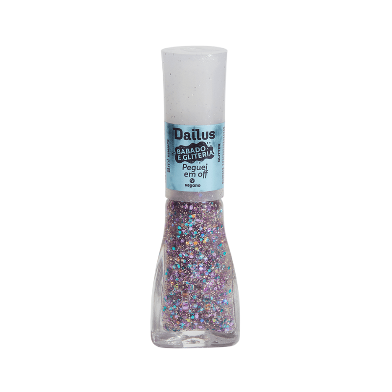 ESMALTE DAILUS GLITTER BABADO E GLITERIA PEGUEI EM OFF 8ML