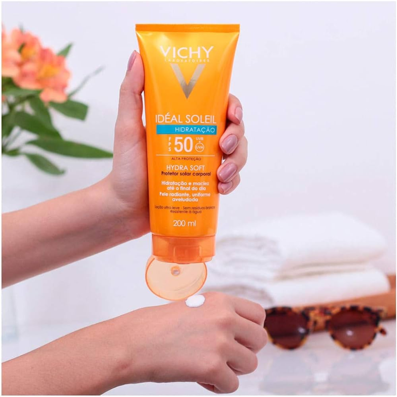 KIT VICHY PROTETOR SOLAR CORPORAL HYDRA SOFT FPS 50 200ML + PROTETOR SOLAR FACIAL HYDRA MATTE FPS 50 SEM COR 30G