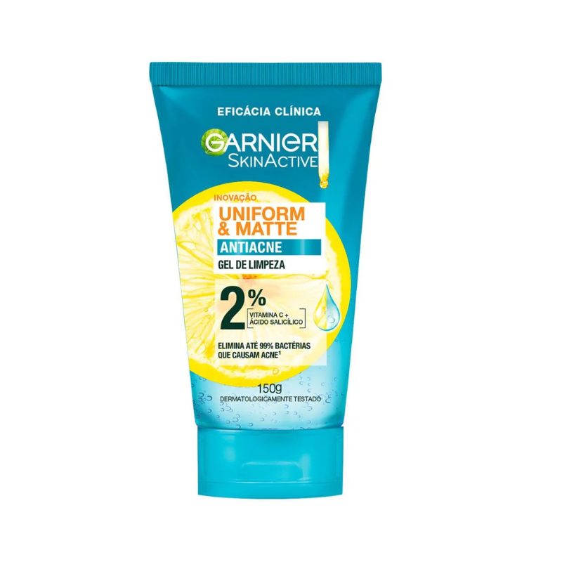 GEL DE LIMPEZA FACIAL GARNIER UNIFORM & MATTE ANTIACNE 150ML