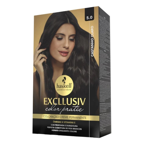 KIT TINTA CAPILAR HASKELL EXCLLUSIV COLOR PRATIC 5.0 CASTANHO CLARO