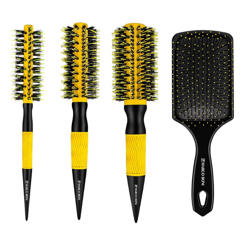 KIT MARCO BONI 3 ESCOVAS THERMAL CERAMIC PROFISSIONAIS E 1 ESCOVA RAQUETE DESEMBARAÇANTE 4 UNIDADES 6204