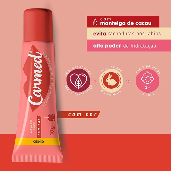 HIDRATANTE LABIAL CARMED MAÇÃ DO AMOR COM COR 10G