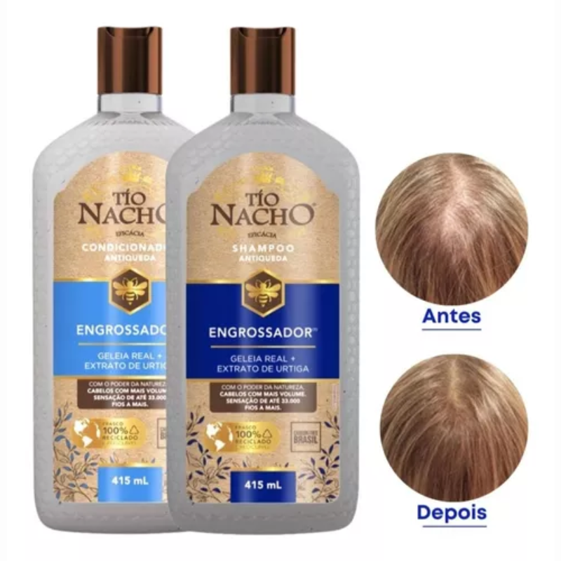 KIT TÍO NACHO SHAMPOO 415ML + CONDICIONADOR 200ML ANTIQUEDA ENGROSSADOR