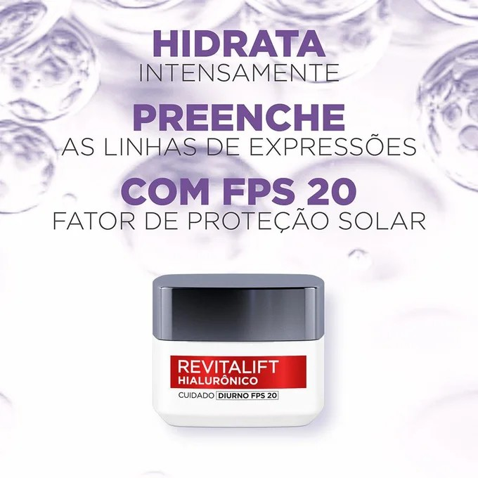 CREME FACIAL L'ORÉAL PARIS REVITALIFT HIALURÔNICO DIURNO FPS 20 49G