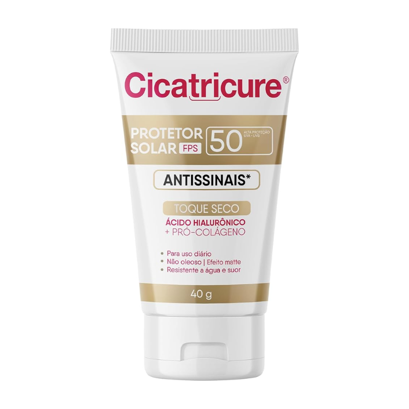 PROTETOR SOLAR FACIAL CICATRICURE ANTISSINAIS FPS 50 40G