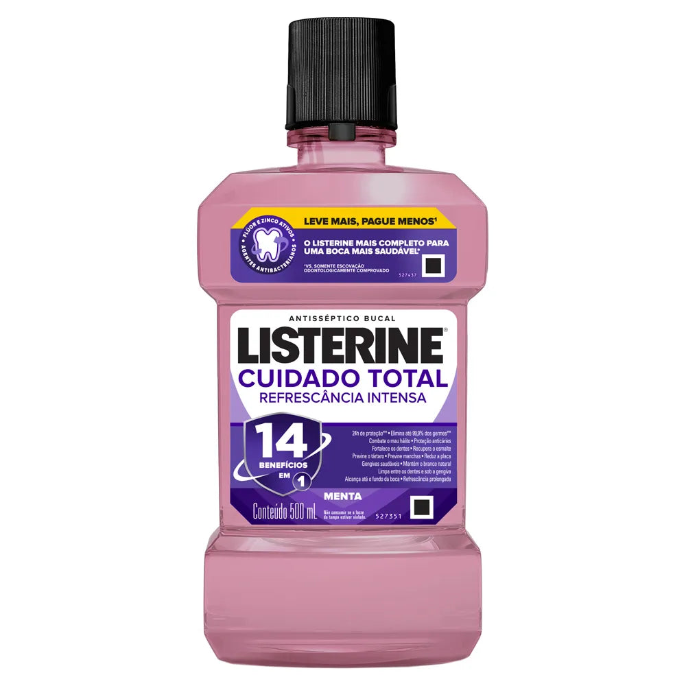 ENXAGUANTE BUCAL LISTERINE CUIDADO TOTAL REFRESCÂNCIA INTENSA 500ML