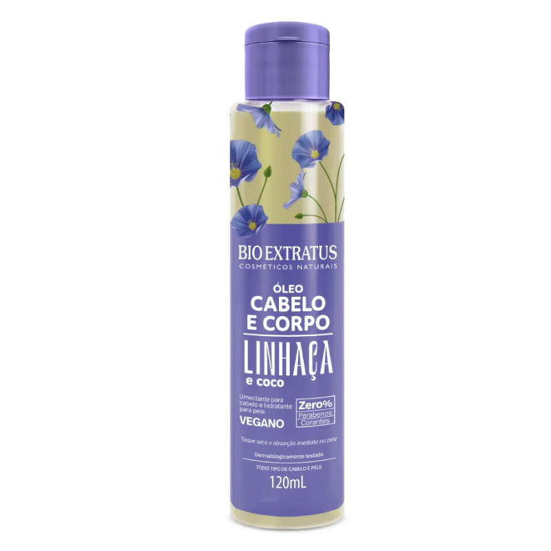 ÓLEO CAPILAR E CORPORAL BIO EXTRATUS LINHAÇA E COCO 120ML