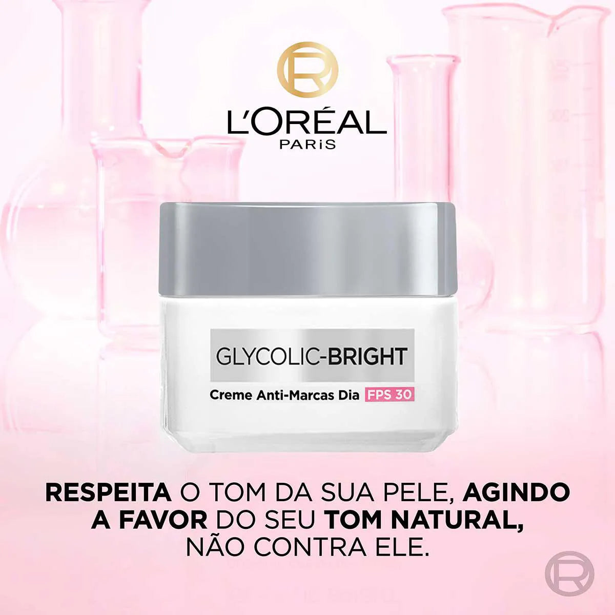 CREME FACIAL LÓRÉAL PARIS GLYCOLIC-BRIGHT ANTI-MARCAS CREME DIA FPS 30 49G