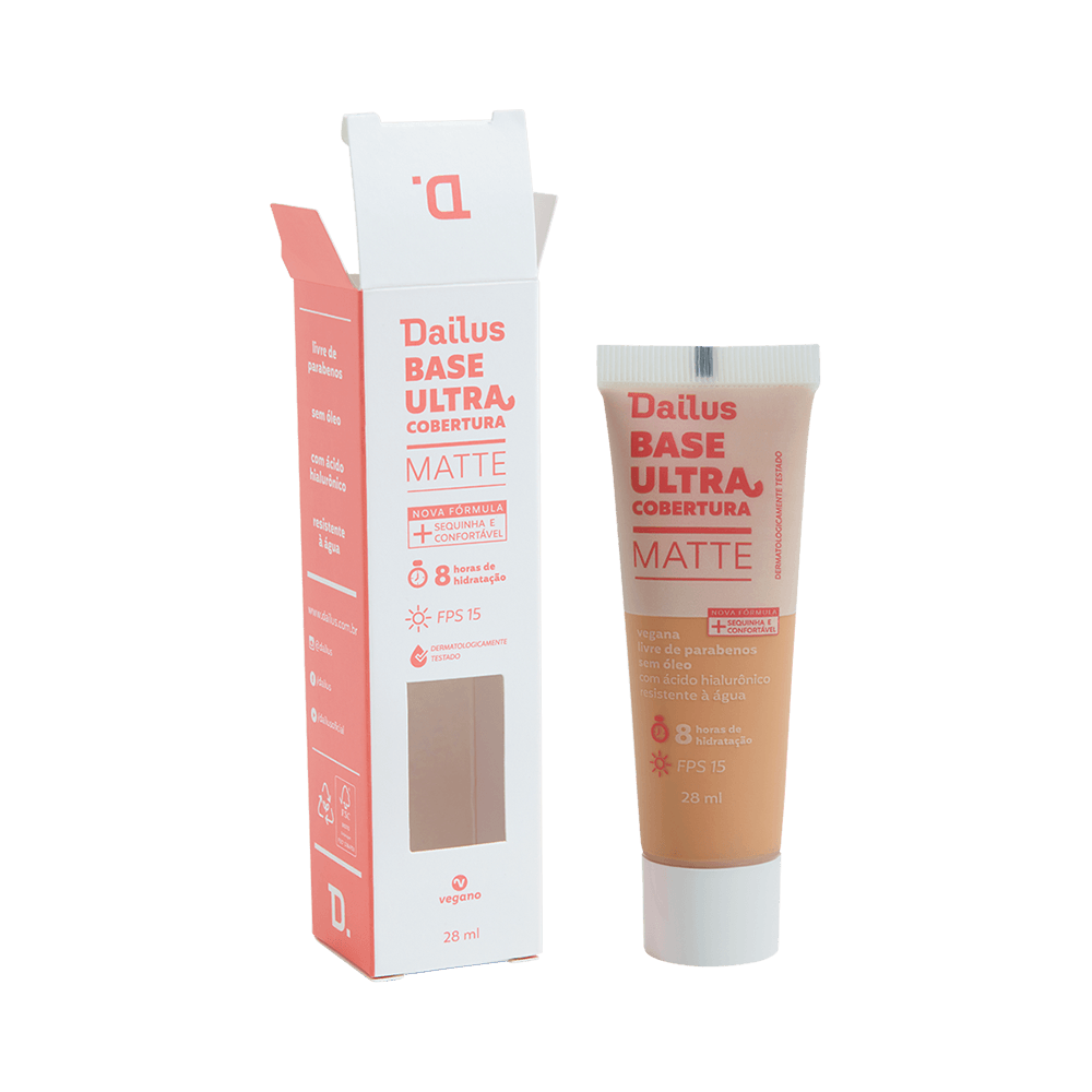 BASE LÍQUIDA DAILUS ULTRA COBERTURA MATTE FPS 15 D.5 MÉDIO 28ML