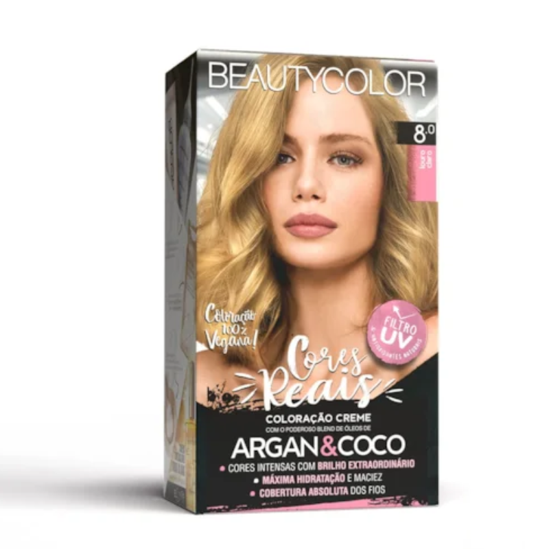 KIT TINTA CAPILAR BEAUTYCOLOR 8.0 LOURO CLARO