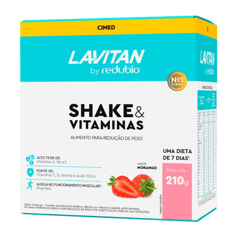 LAVITAN BY REDUBIO SHAKE E VITAMINAS SABOR  MORANGO 210G
