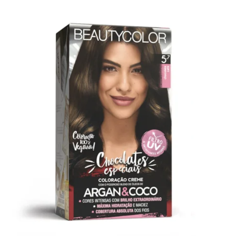KIT TINTA CAPILAR BEAUTYCOLOR 5.7 CHOCOLATE CAFÉ
